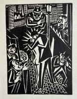 🟡antiker Holzschnitt FRANS MASEREEL monogrammiert EROTIK