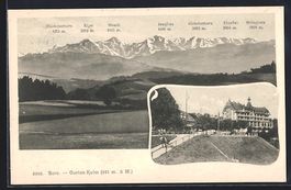 Bern, Strassenpartie, Bergpanorama mit E