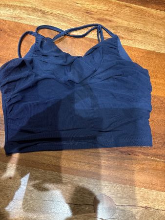 Damen Crop Top blau gerafft mit Trägern Grösse S