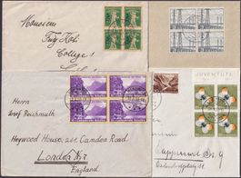 1921-1960, 48 tolle Frankaturen mit Viererblöcken