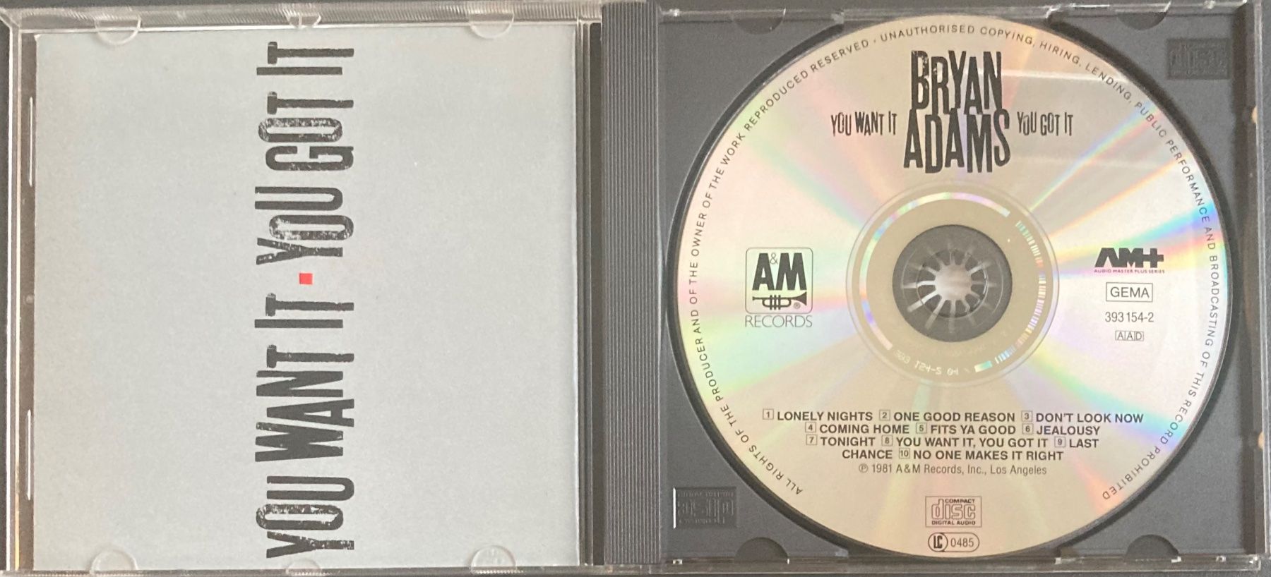 CD: BRYAN ADAMS - YOU WANT IT, YOU GOT IT – Usato da Poliez-Pittet venduto da Newtown-Records 2