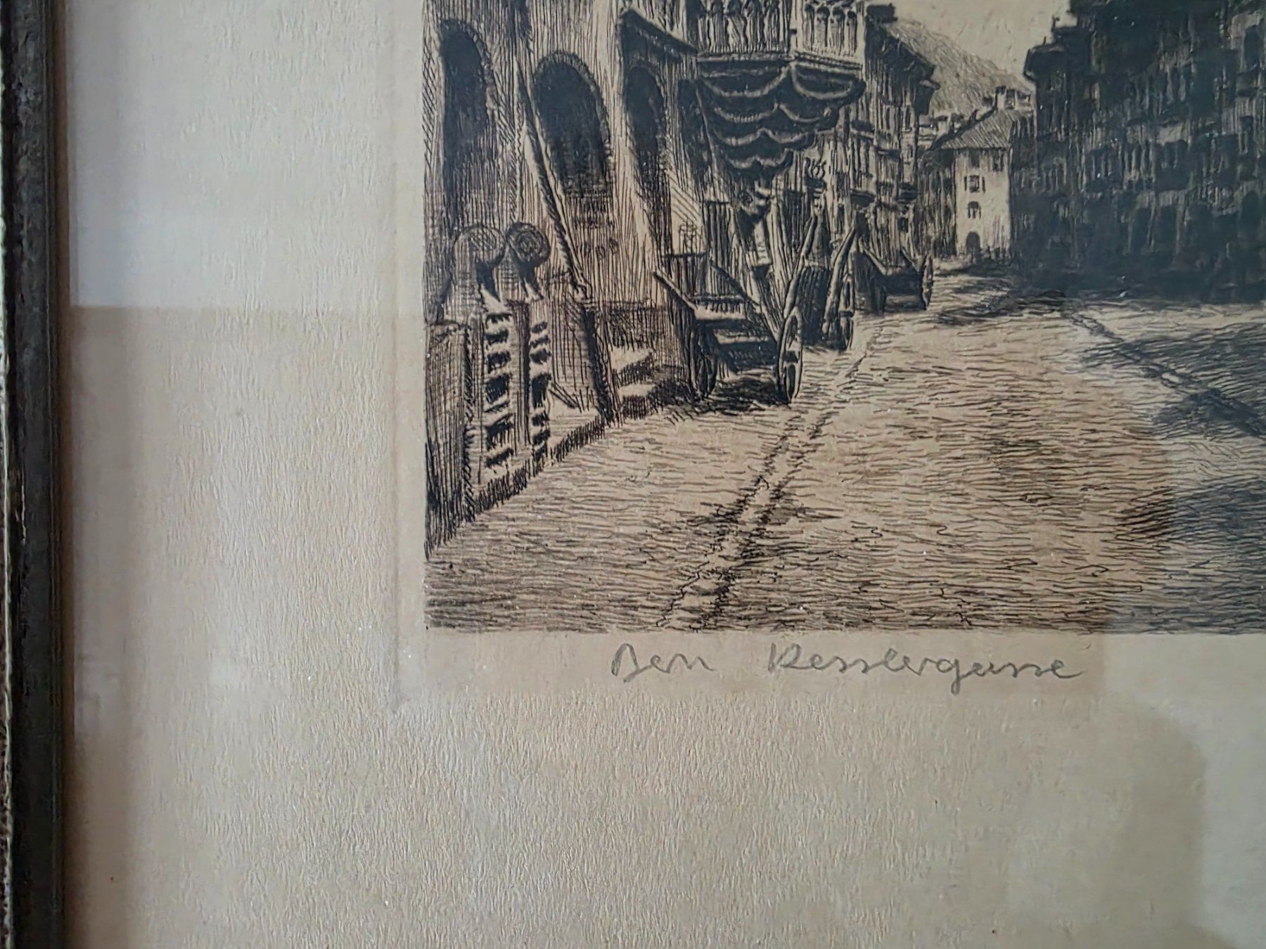 Grafiken & Lithographien: Bild gerahmt - Lithographie Kesslergasse Bern - Radierung – Gebraucht aus Walterswil BE von Lonitti 2