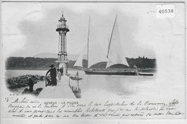 Geneve - Le Phare - Leuchtturm mit Segelschiff
