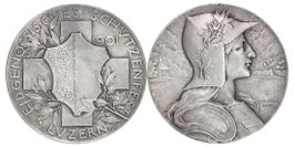 Schützenmedaille "Luzern" von 1901 (Silber, unzirkuliert +)