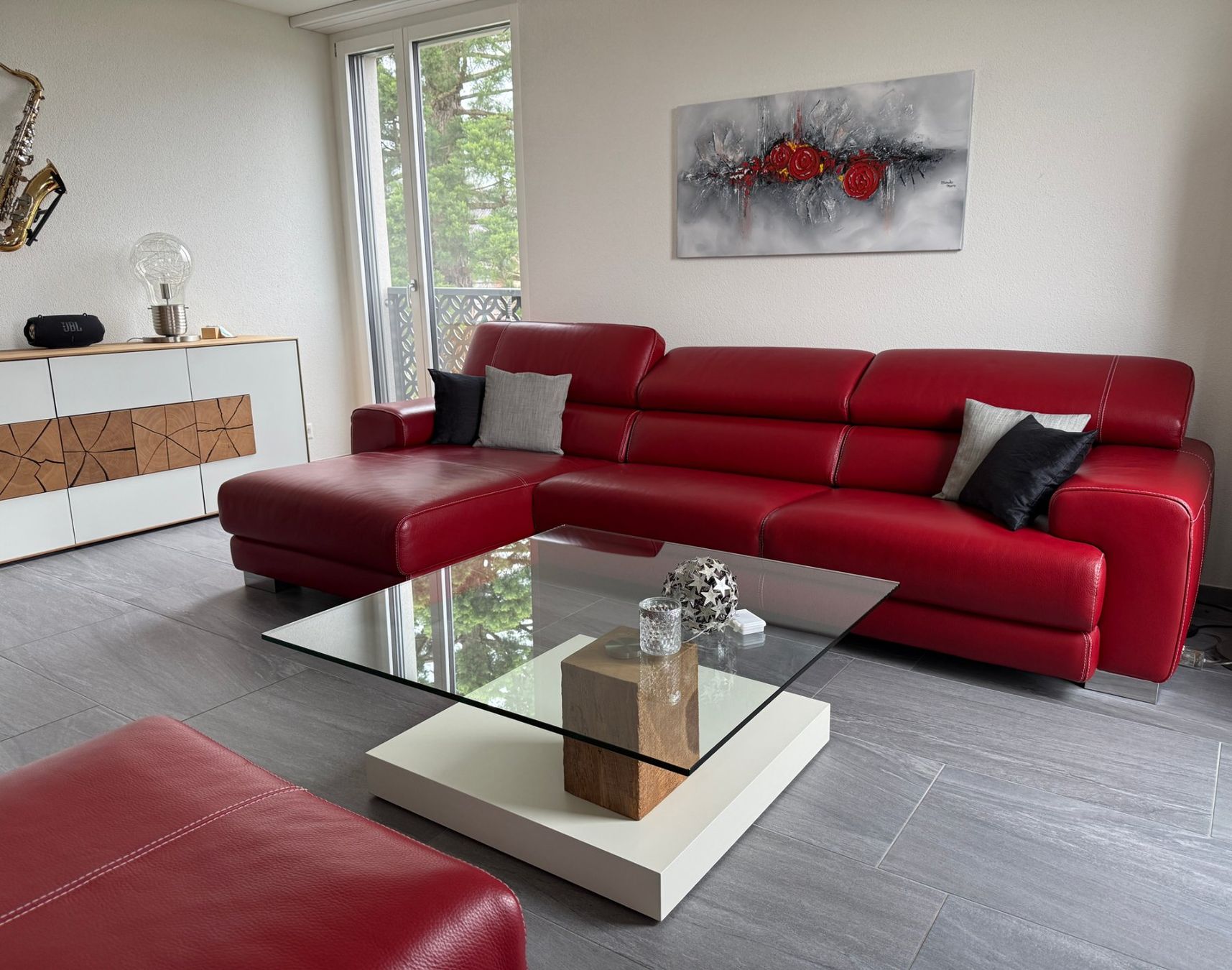 Divani: CALIA Italia Designer Leder-Ecksofa Rubinrot – Usato da Seengen venduto da ackleca 7