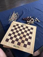 Schachspiel aus Holz, komplett mit Mikado-Spiel!
