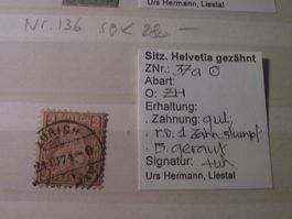 Nr. 136 Sitz. Helvetia 37a  o SBK 280.-- geprüft