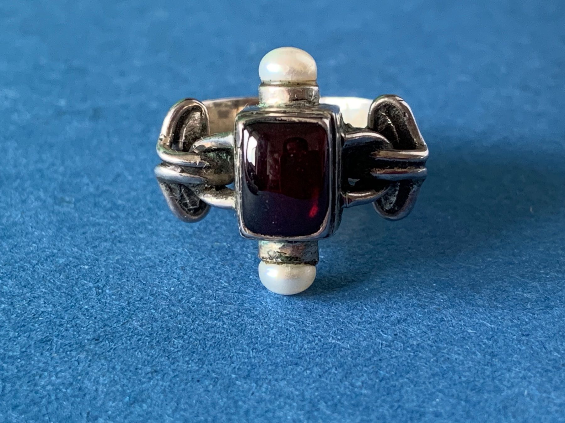 Ringe: Silberring burgunder Perlen (47/15) – Gebraucht aus Laufen von Bellebellezza 2