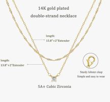 14K Gold/Silber Zirkonia Anhänger Halsketten