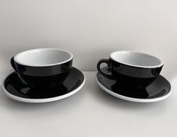 2 Cappuccinotassen und  Unterteller Loveramics schwarz