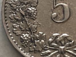 Abart 5 Rp. 1937 mit schönem Stempelriss
