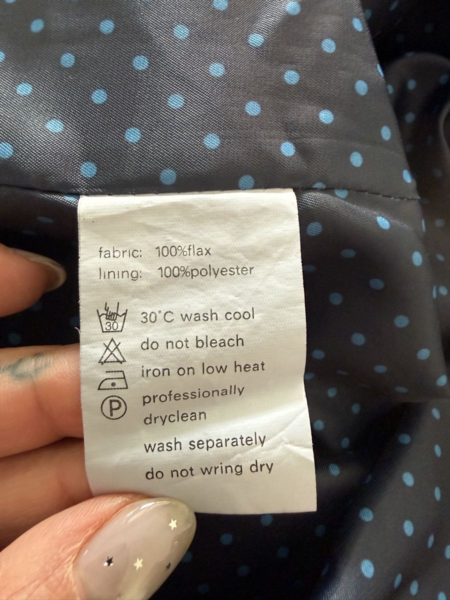 Vestiti: Leinen Kleid bestickt Oversize Dunkelblau, Gr. S – Usato da Lugano venduto da rebecca.wardrobe 7