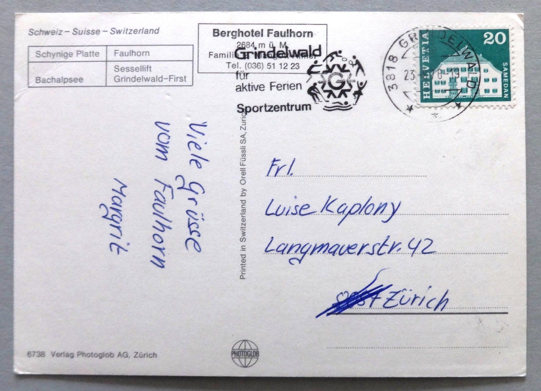 Cartoline postali: Schynige Platte - Faulhorn - Grindelwald-First – Difettoso da Fétigny venduto da Billy2miny 1