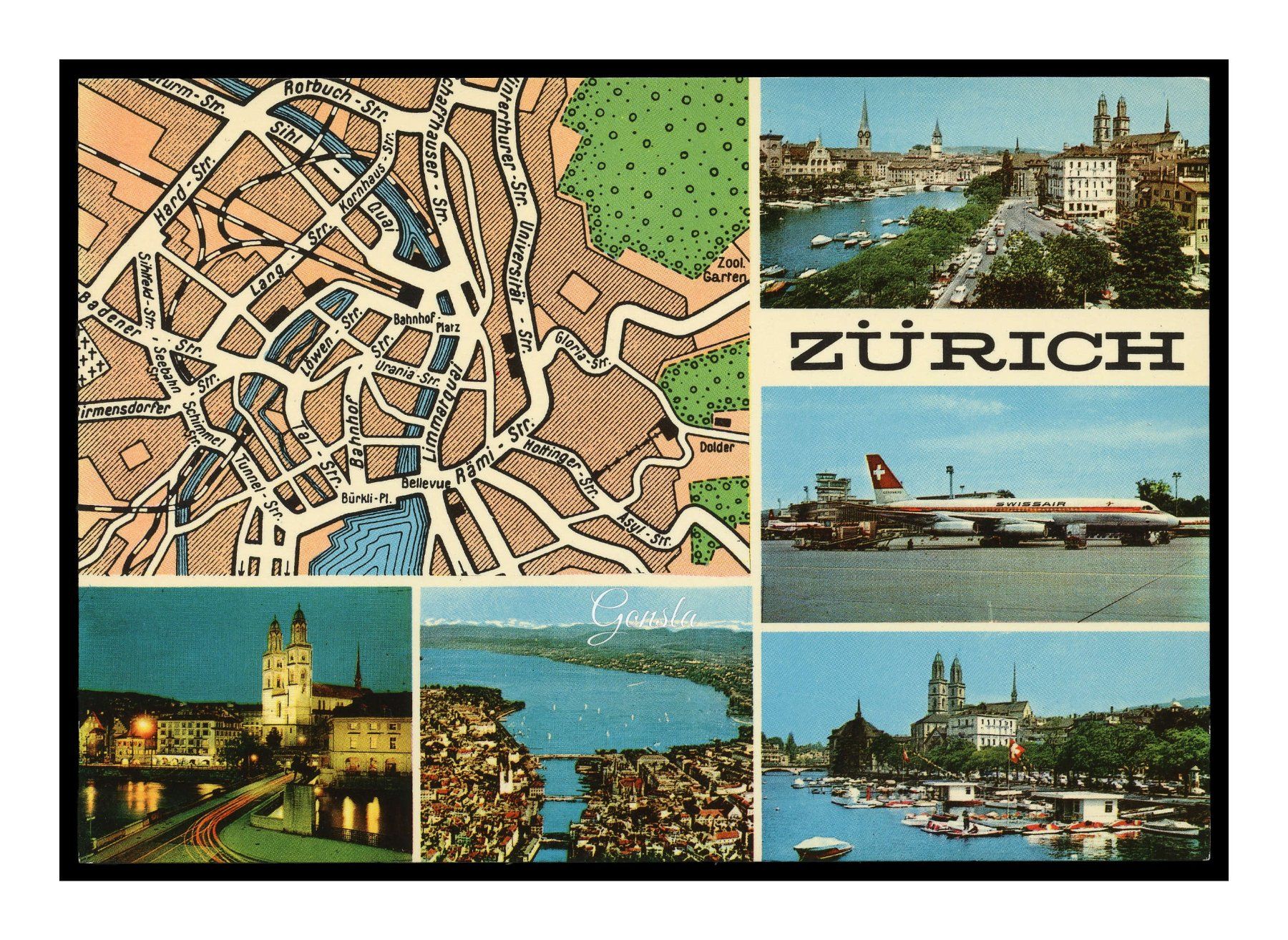 Ansichtskarten: ZÜRICH - 1970 "Multi-Vues" Plan – Gebraucht aus Onex von Lagorel01