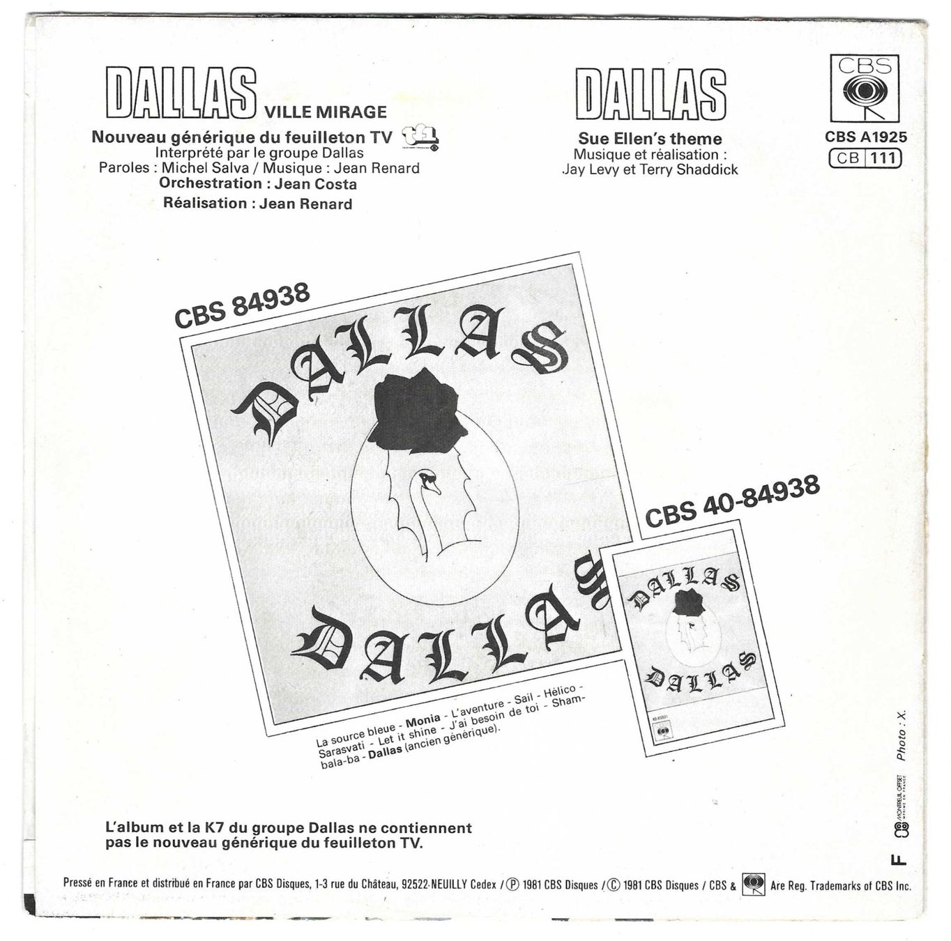 Dischi in vinile: DALLAS  VILLE MIRAGE – Usato da Bex venduto da Giorgiob 1