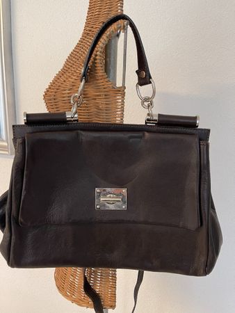 Vintage Echtledertasche, schwarz