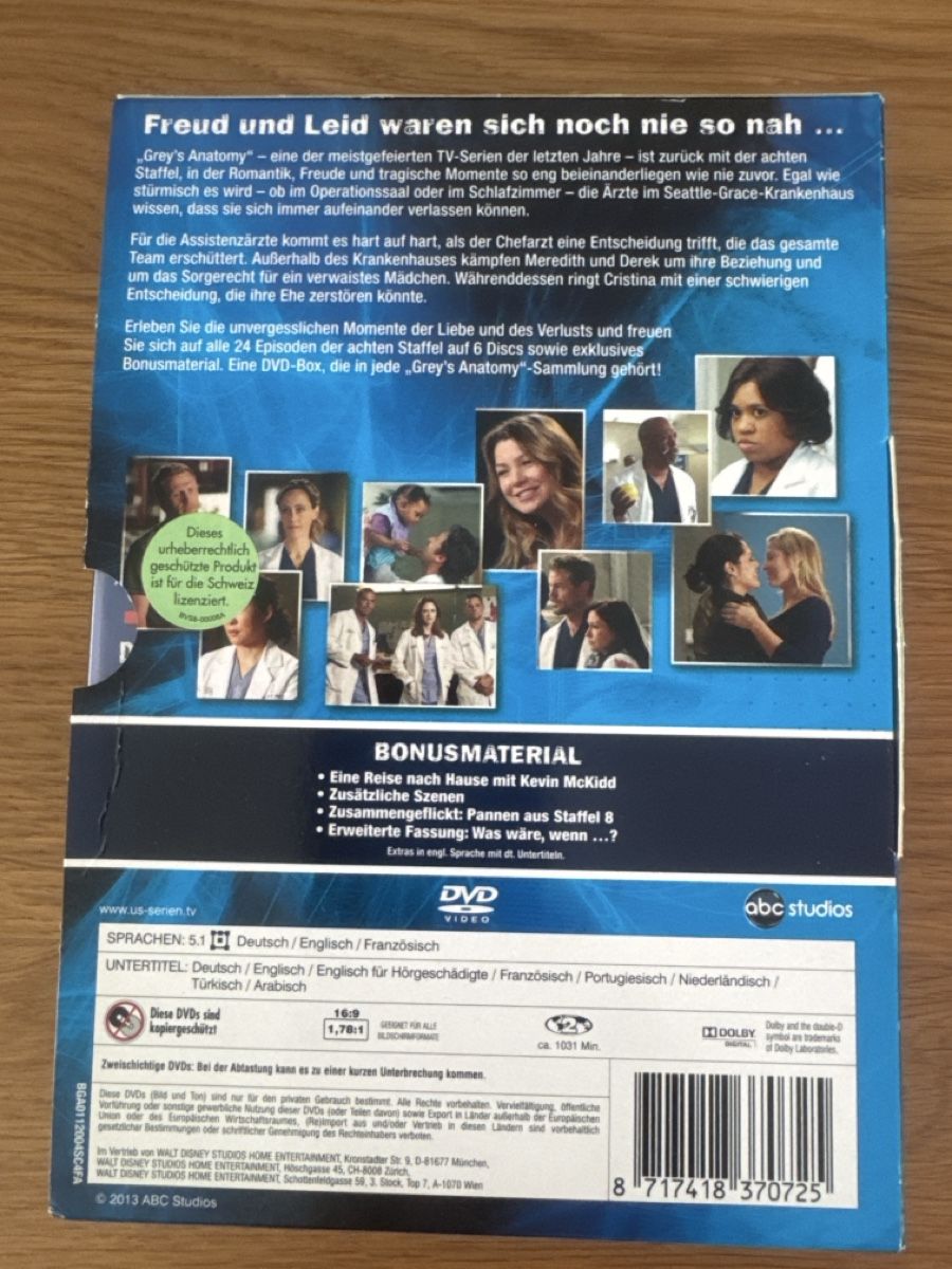 Tous les DVDs: Grey's Anatomy 8. Staffel DVD  – D'occasion à Muhen par Kusi_ 1