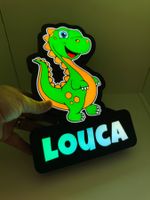 Lampe de chevet enfant - Dino Louca! Prénom Personalisable