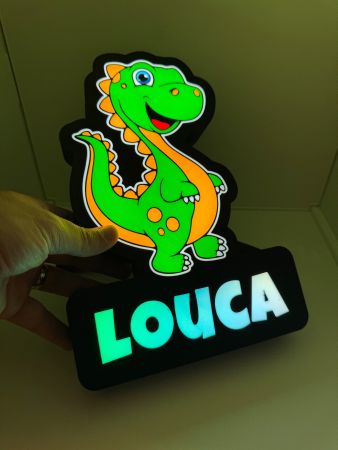 Lampe de chevet enfant - Dino Louca! Prénom Personalisable