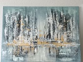 Acrylbild auf Leinwand 80x60cm mit Grau und Gold