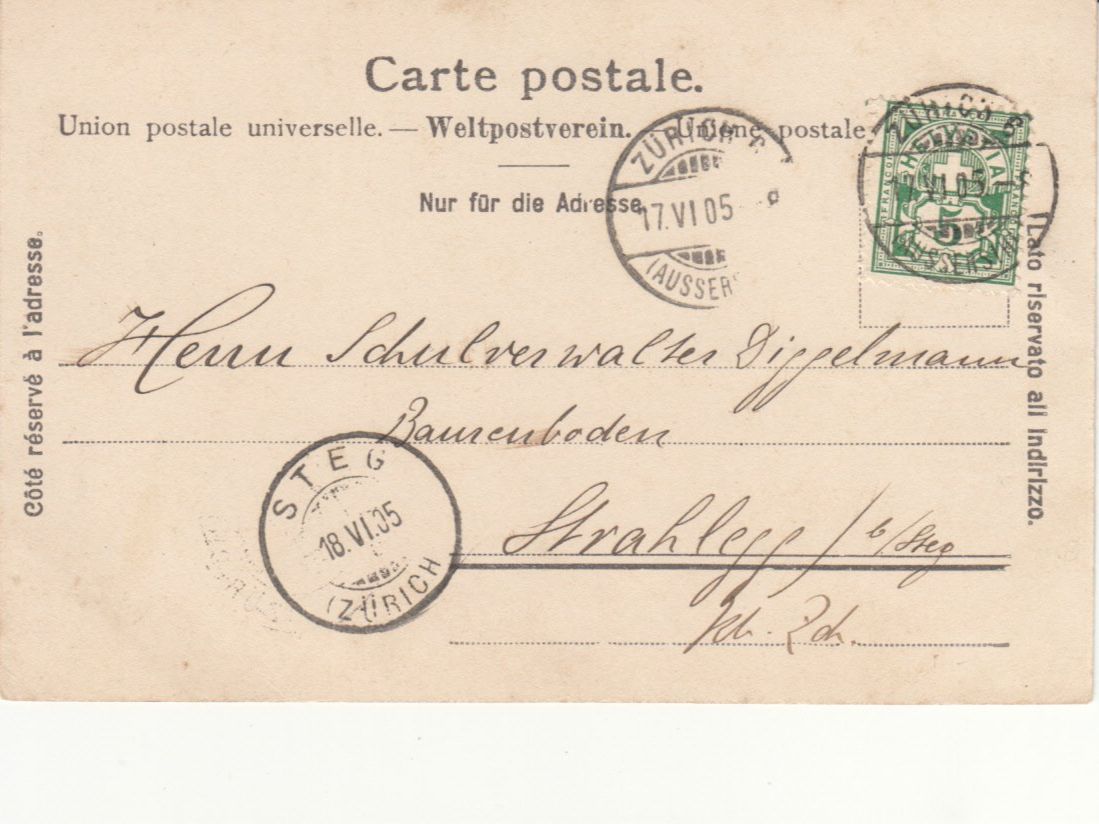 Cartoline postali: Zürich 1905 – Usato da Bürglen TG venduto da StampGraf 1