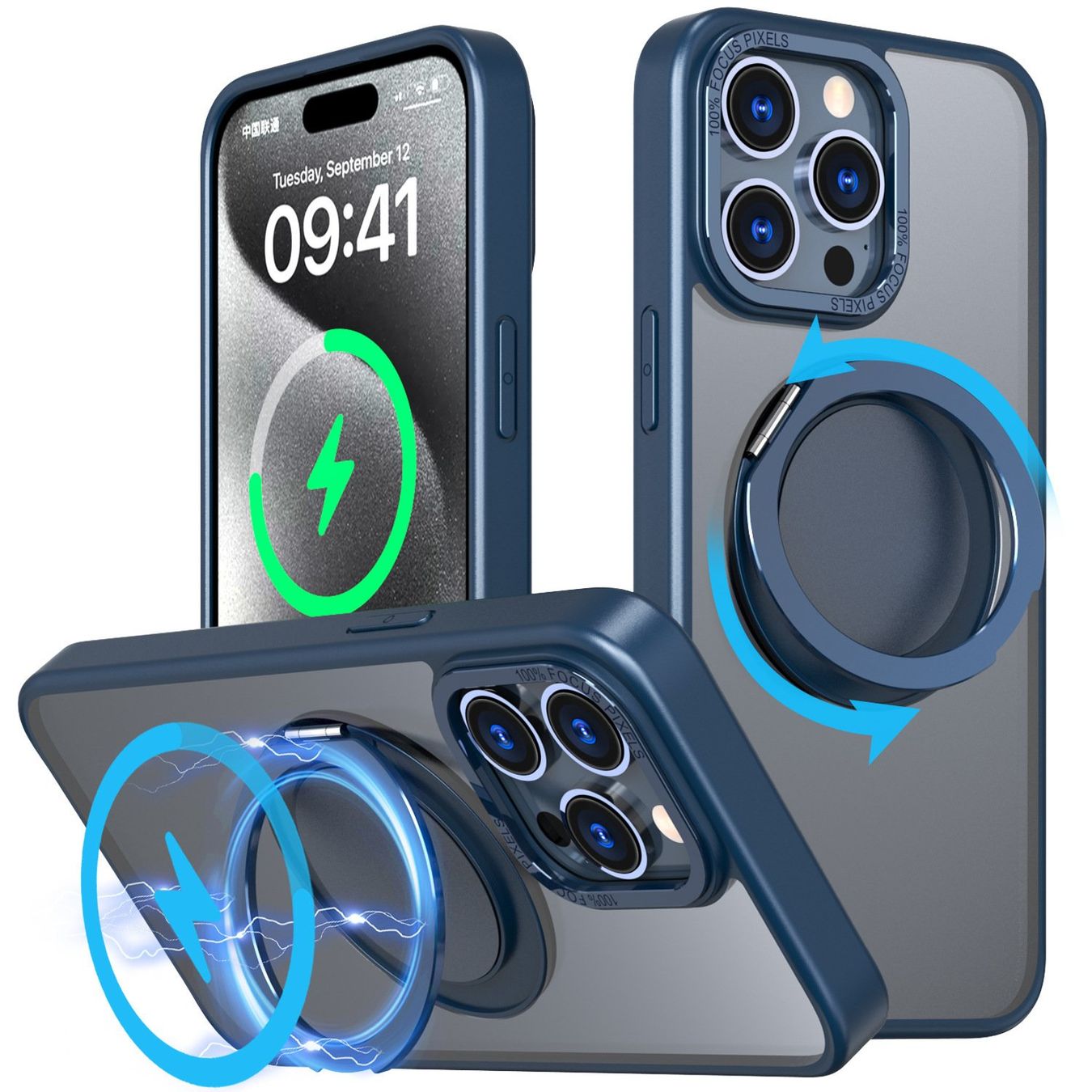 Cover & Protezioni schermo: iPhone 15 Pro/15 - Coque Magnétique support magsafe rotatif – Nuovo e nell'imballaggio originale da Morges venduto da DigiAC