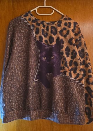 Pull léopard chat noir taille xl