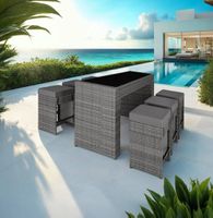 Aluminium Rattan Barset grau