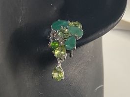 Ohrstecker mit Smaragd und Peridot in Sterlingsilber