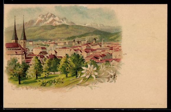 Cartoline postali: Lithographie Luzern, Panorama mit Pilatus – Usato da Berlin venduto da bartko-reher