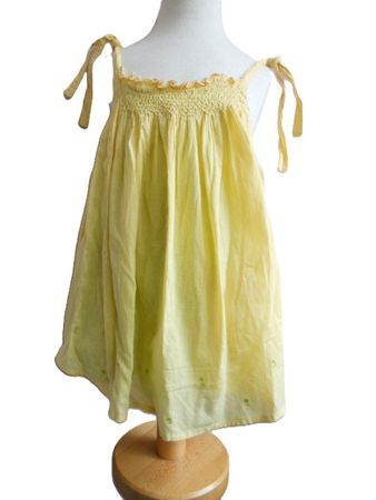 ca. Gr. 80 Du pareil au même Kleid gelb grün leicht VINTAGE