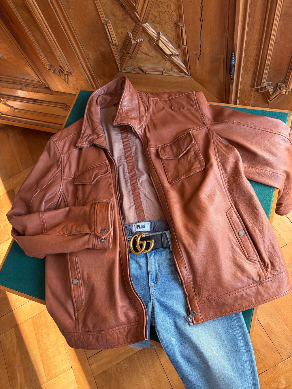 Giacche: ROSS & COLL  Leder Oversize Jacke Größe 58 Farbe: Cognac – Usato da Interlaken venduto da Bona55 3