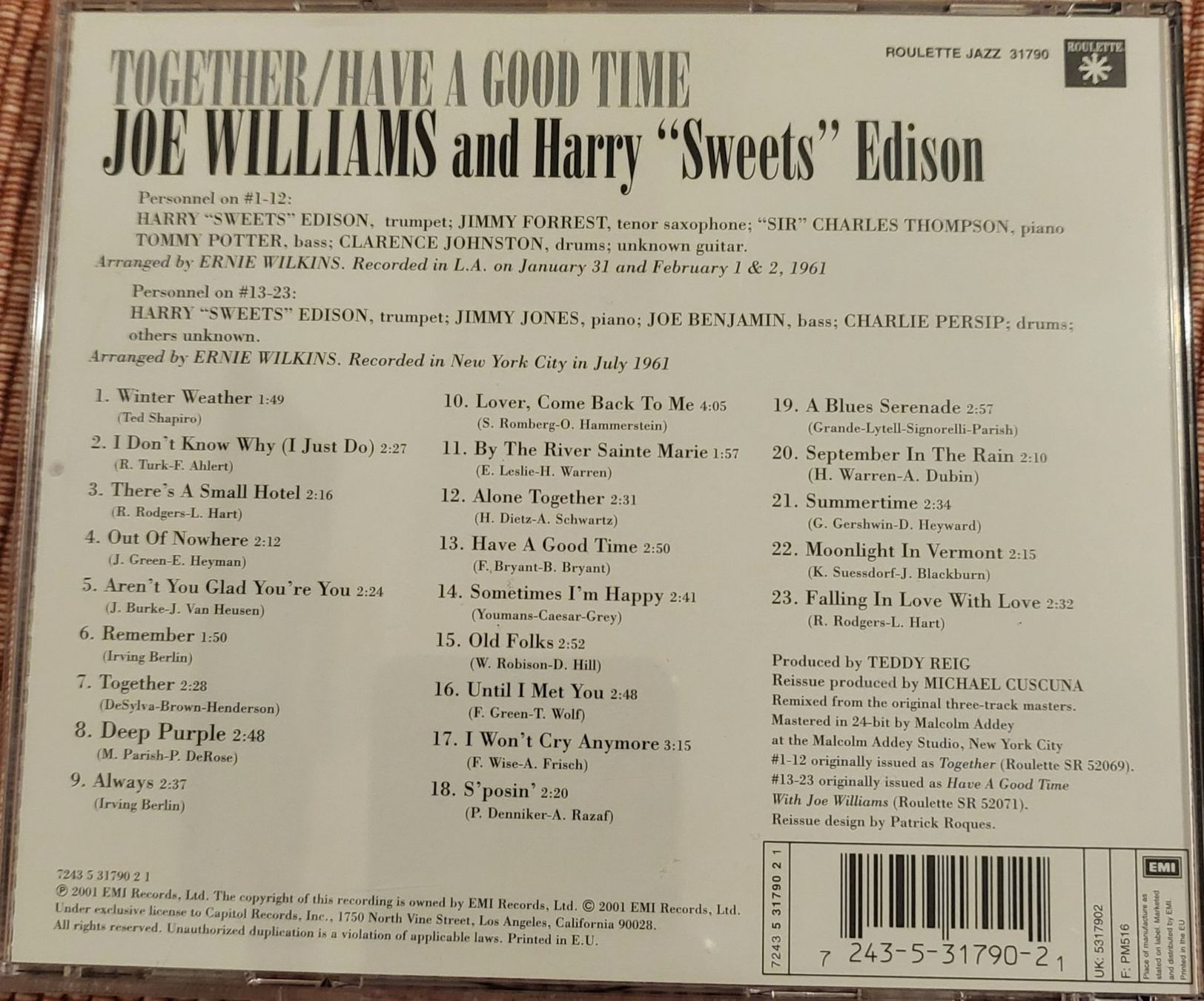 CD: CD Jazz Joe Williams Harry "Sweets" Edison – Usato da Neuchâtel venduto da wikit 1
