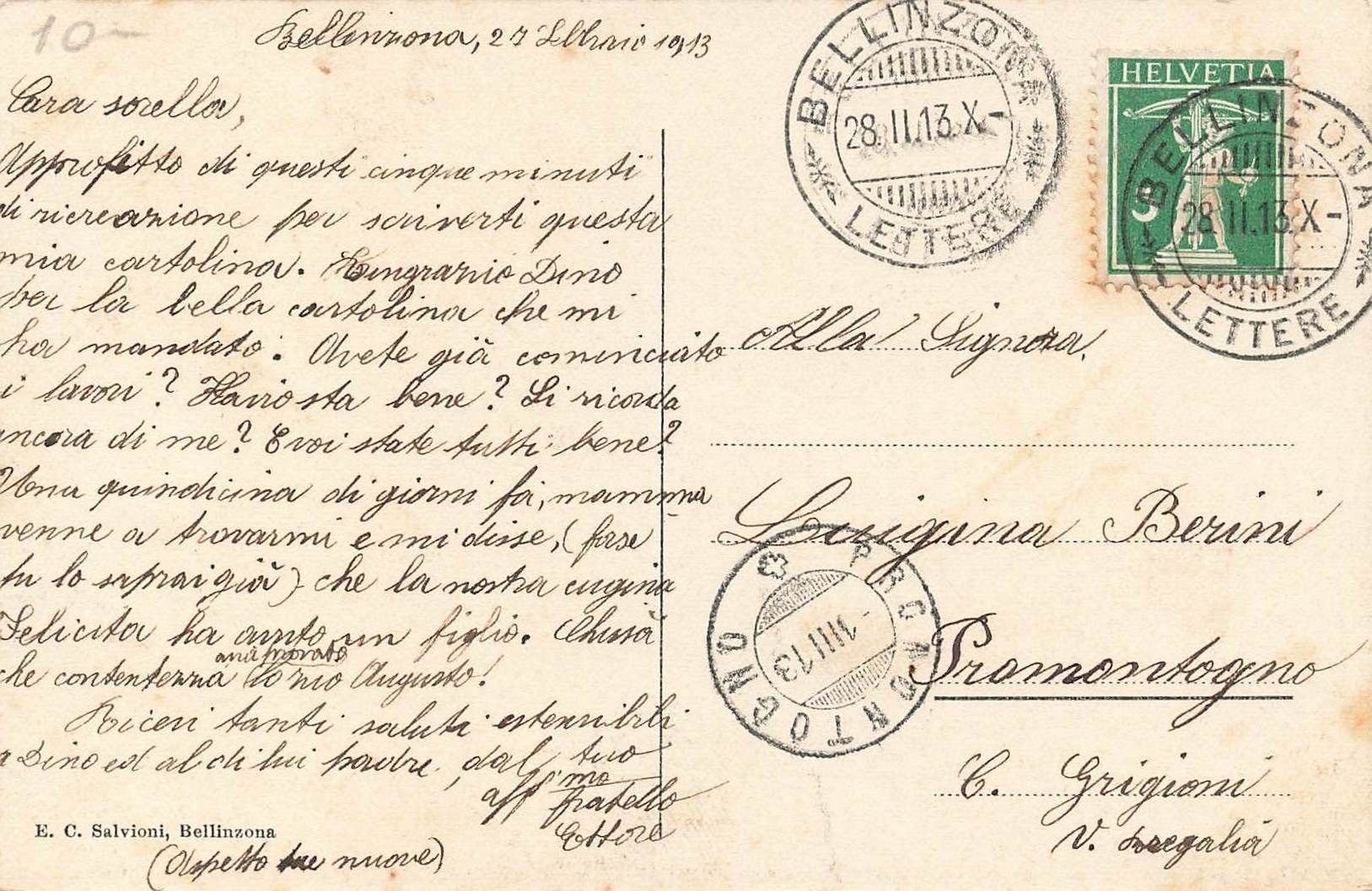 Cartoline postali: Collegio Francesco Soave Bellinzona – Usato da Biasca venduto da  1
