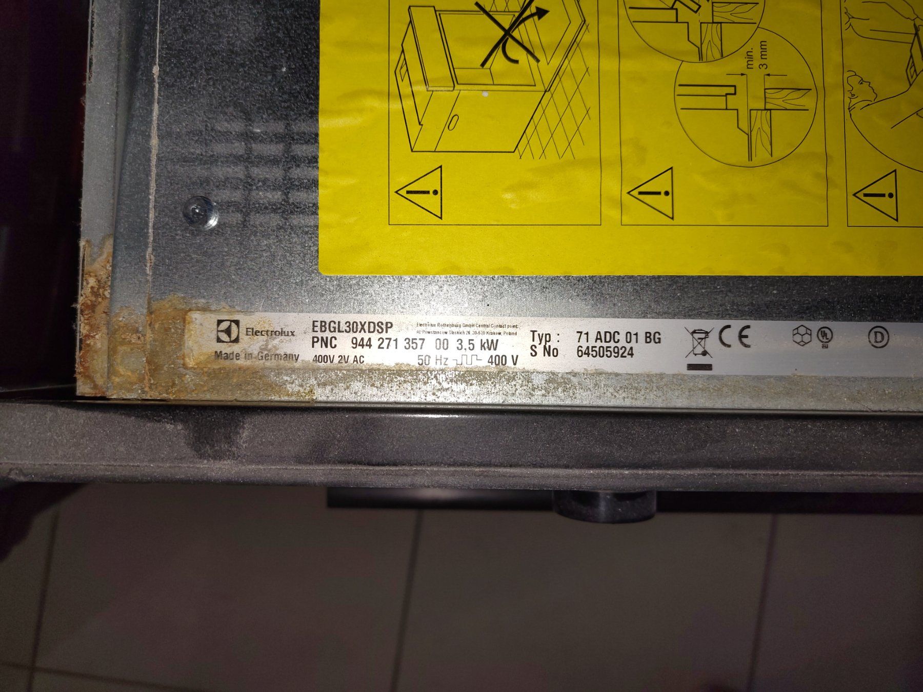 Electrolux Forni: Electrolux EBGL30XDSP SPIEGELGLAS – Usato da Fläsch venduto da Nicjan 1