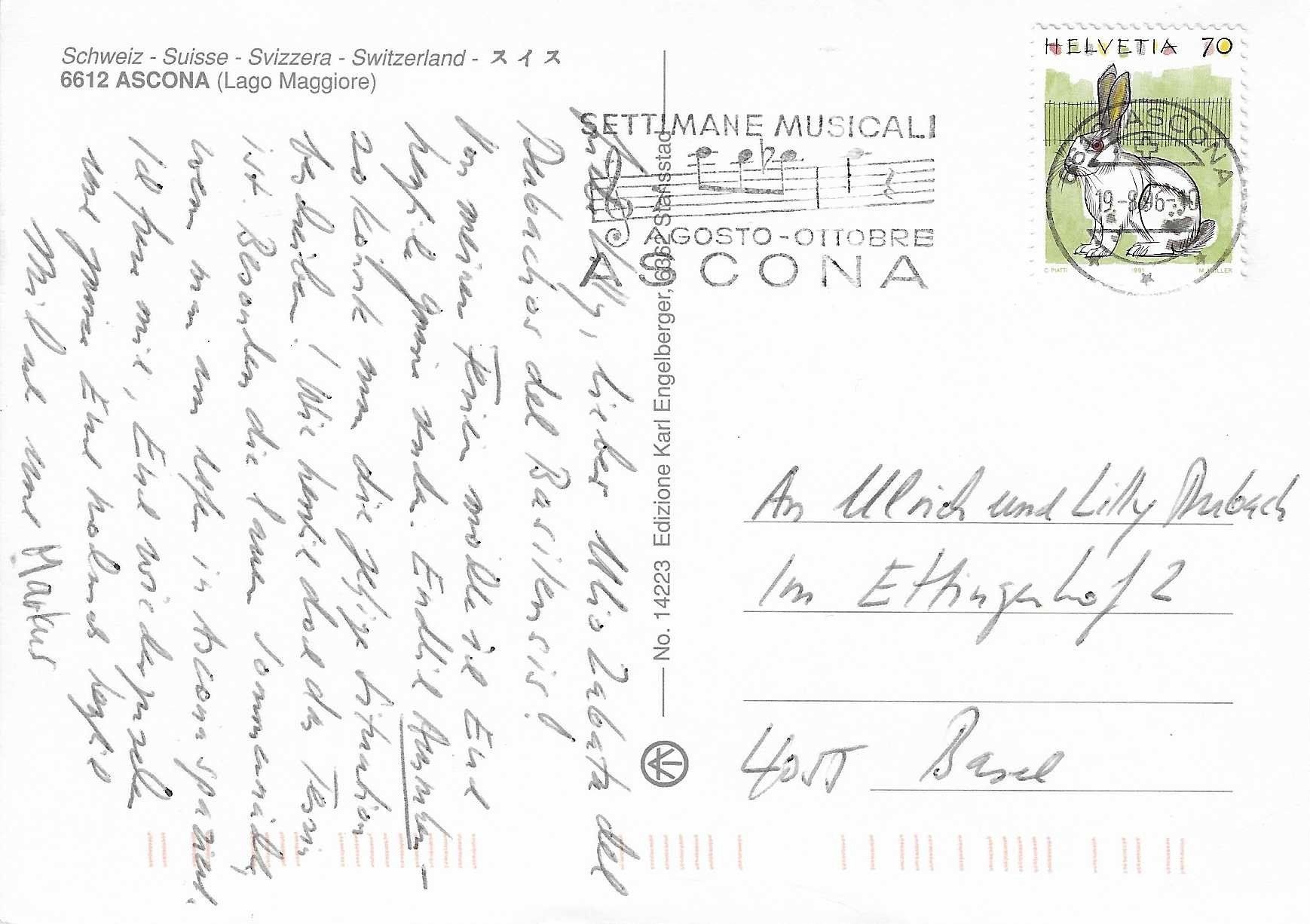 Cartoline postali: Ascona TI – Usato da Rothrist venduto da Stranglehold 1