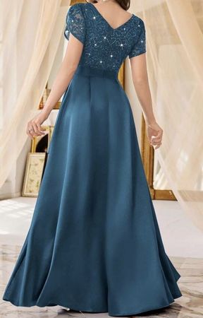 Elegantes, petrolfarbene Abendkleid, Grösse XXL