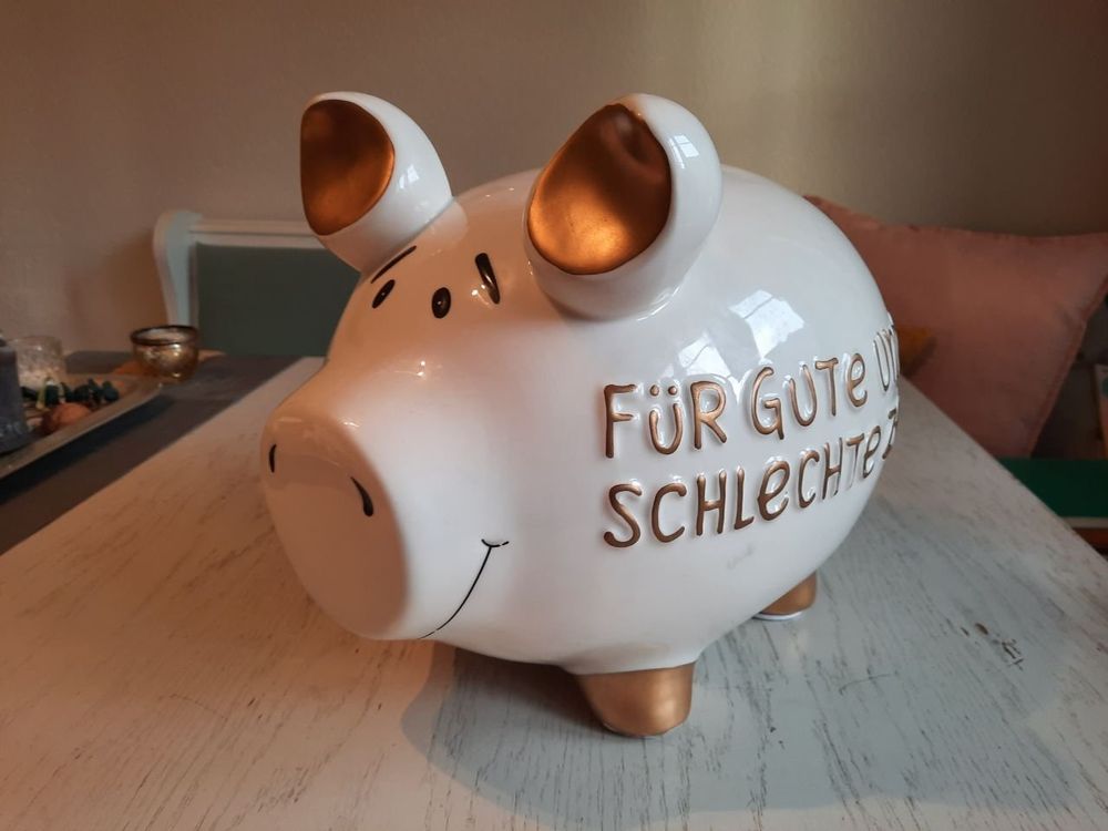 Sparschwein XXL weiß Keramik Marke KCG 27 x 34cm Kaufen auf Ricardo
