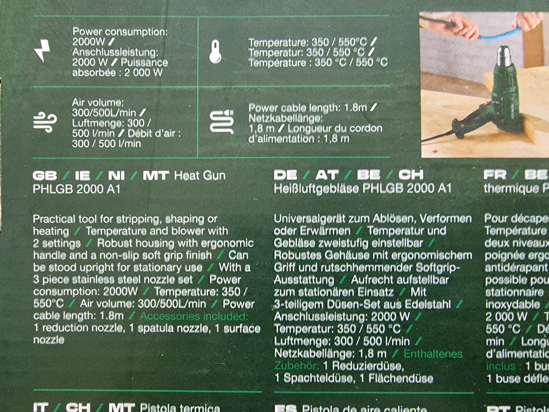 Parkside Tutti gli attrezzi: Heissluftgebläse 2000W – Nuovo e nell'imballaggio originale da Uerkheim venduto da Justi.y 3