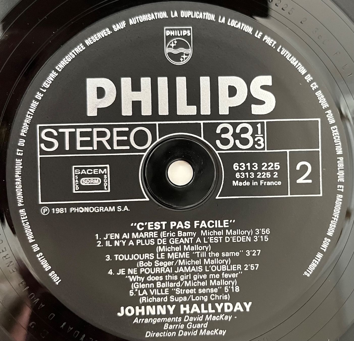 Vinyles: JOHNNY HALLYDAY - PAS FACILE - 33 Tours – D'occasion à Bussigny par vinyl-pas-cher 3