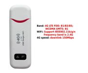 4G LTE Wireless WiFi Router USB Dongle 150Mbps Hotspot weiss