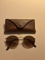 Sonnenbrille Ray-Ban rund gold braun mit Etui gebraucht