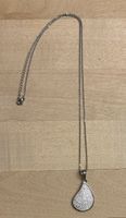 Edelstahl Collier mit Zirkonia Anhänger in Tropfenform - Neu
