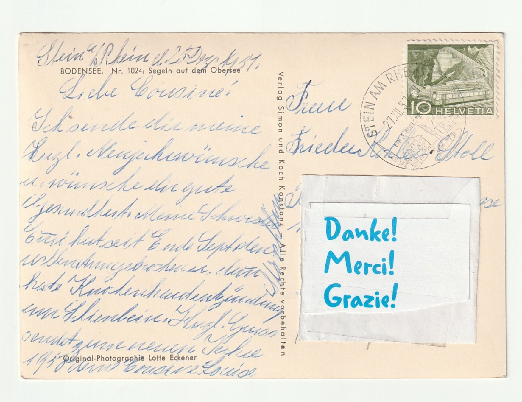 Cartoline postali: 1957, Segelboot Postkarte vom Bodensee – Usato da St. Gallen venduto da Ricardo_Deals 1