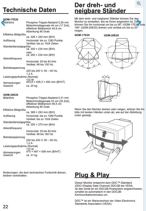 Sun Microsystems GDM-20E20 CRT (1997) Monitor Röhrenmonitor (Usato) a