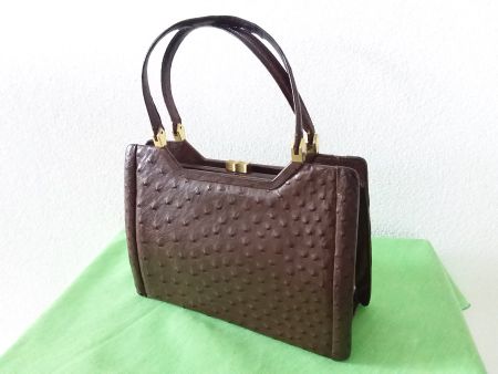 VINTAGE HANDTASCHE, Straussen Leder