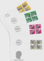 MENSCH + BERUF alle SÄTZE 1989 - 1994 8 FDC im VIERERBLOCK