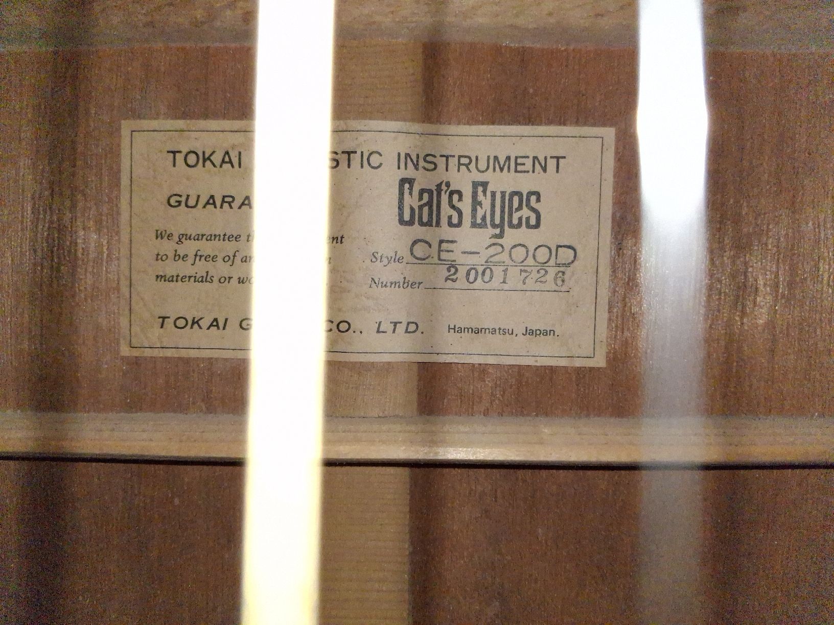 Strumenti musicali: Tokai Cat's Eyes CE-200D – Usato da Altikon venduto da willtell 8