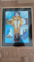 Kreuzbild mit Jesus und Engeln gerahmt guter Zustand
