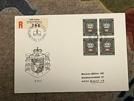 1 Erstagsbrief LI Einschreiben Viererblock 1968